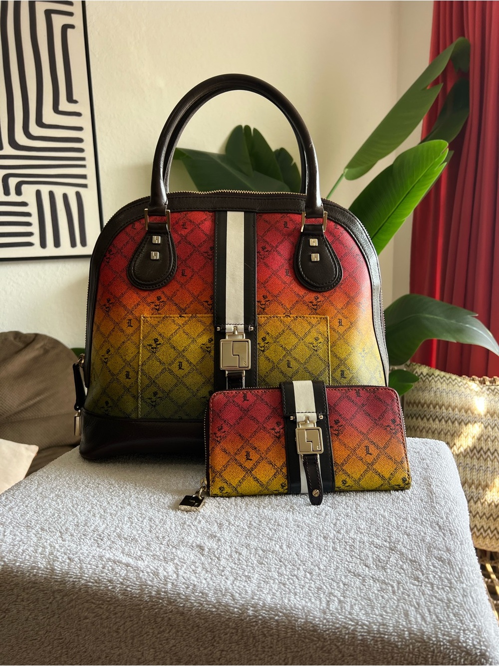 L.A.M.B Rasta Ombré Montego Bowler Satchel & NWOT Wallet Set Dustbag Included - Picture 1 of 9